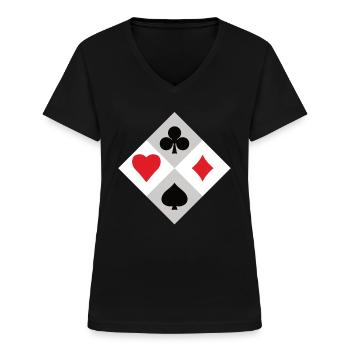 Kartenspieler - Frauen-T-Shirt mit V-Ausschnitt - Schwarz - Vorne - Lela (165cm)