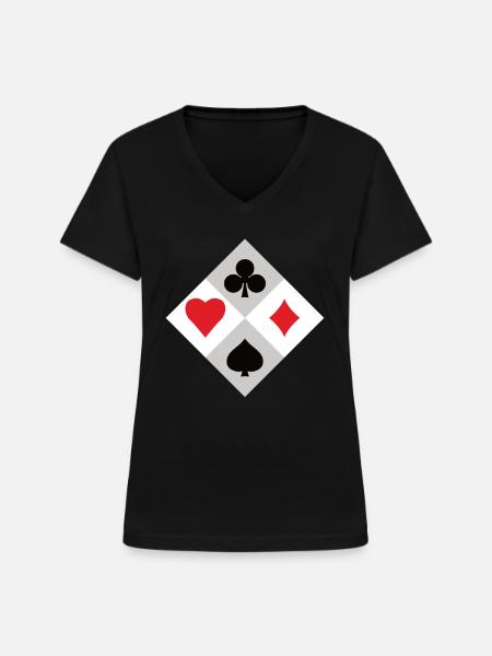 Kartenspieler - Frauen-T-Shirt mit V-Ausschnitt - Schwarz