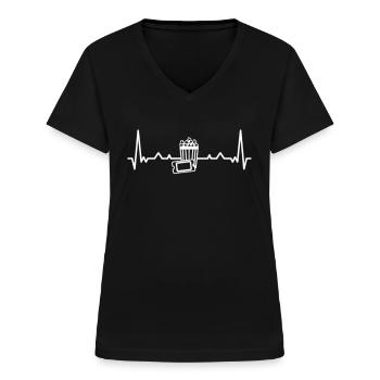 Kino Herzschlag - Frauen-T-Shirt mit V-Ausschnitt - Schwarz - Vorne - Lela (165cm)