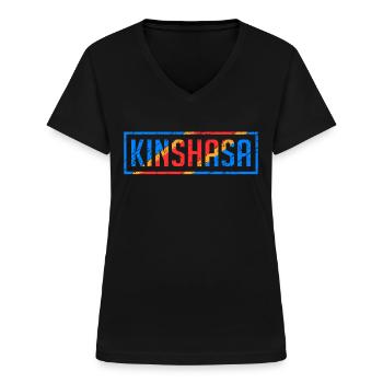 Kinshasa Demokratische Republik Kongo Kongolesen - Frauen-T-Shirt mit V-Ausschnitt - Schwarz - Vorne - Lela (165cm)