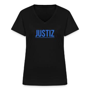 Einfaches dunkles Justiz Shirt Geschenkidee - Frauen-T-Shirt mit V-Ausschnitt - Schwarz - Vorne - Lela (165cm)