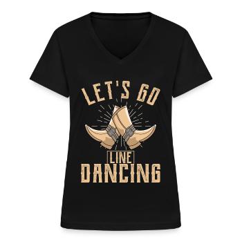 Linedance - Frauen-T-Shirt mit V-Ausschnitt - Schwarz - Vorne - Lela (165cm)