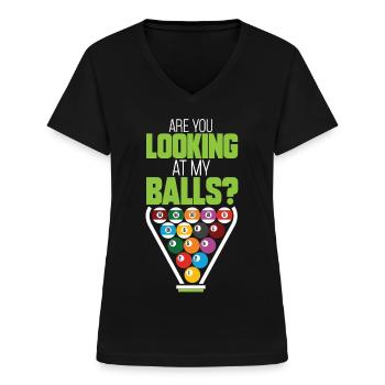 billard pool snooker billardkugel geschenkidee que - Frauen-T-Shirt mit V-Ausschnitt - Schwarz - Vorne - Lela (165cm)