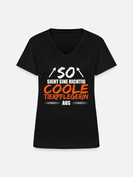 Coole Tierpflegerin - Frauen-T-Shirt mit V-Ausschnitt - Schwarz