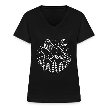 Loups loups - T-shirt col V Femme - noir - Devant - Lela (165cm)