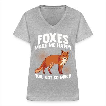 Fox - Women's V-neck T-shirt - sports grey - Front - Lela (165cm)