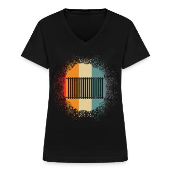 Construction de chauffage - chauffage rétro - T-shirt col V Femme - noir - Devant - Lela (165cm)