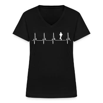Line Dance EKG - Frauen-T-Shirt mit V-Ausschnitt - Schwarz - Vorne - Lela (165cm)