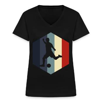 Fußball Fußballer Fußballverein Fußballer - Frauen-T-Shirt mit V-Ausschnitt - Schwarz - Vorne - Lela (165cm)