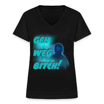 Geh weg - Frauen-T-Shirt mit V-Ausschnitt - Schwarz - Vorne - Lela (165cm)