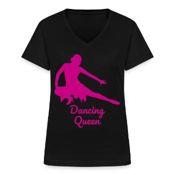 Tanzen Turniertanzen Gesellschaftstanz Lateintanz - Frauen-T-Shirt mit V-Ausschnitt - Schwarz - Vorne - Lela (165cm)