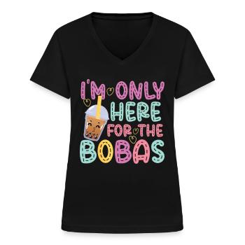 Bubble Tea - T-shirt col V Femme - noir - Devant - Lela (165cm)