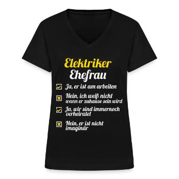 Elektriker Tshirt Handwerker Werkzeug Volt Watt - Frauen-T-Shirt mit V-Ausschnitt - Schwarz - Vorne - Lela (165cm)