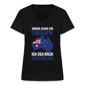 Australien - Frauen-T-Shirt mit V-Ausschnitt - Schwarz - Vorne - Lela (165cm)