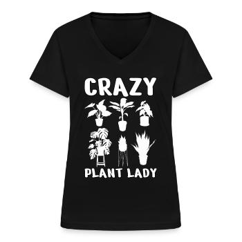 Crazy Plant Plants de plante de la dame - T-shirt col V Femme - noir - Devant - Lela (165cm)
