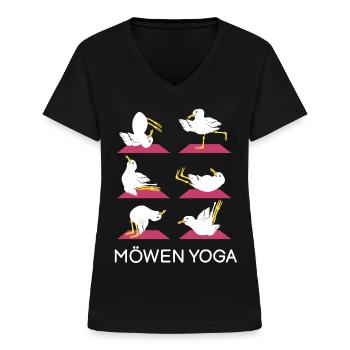 Möven Yoga Meditation Möve Yogatraining - Frauen-T-Shirt mit V-Ausschnitt - Schwarz - Vorne - Lela (165cm)