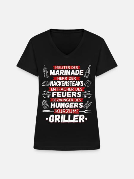 Griller Grillen lustig - Frauen-T-Shirt mit V-Ausschnitt - Schwarz