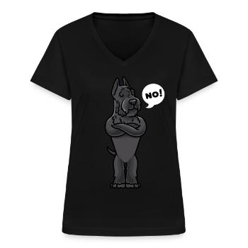Sturer Riesenschnauzer - Frauen-T-Shirt mit V-Ausschnitt - Schwarz - Vorne - Lela (165cm)