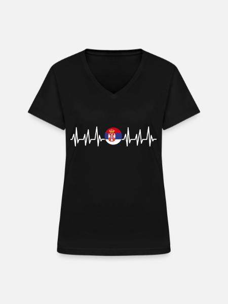 Serbien - Frauen-T-Shirt mit V-Ausschnitt - Schwarz