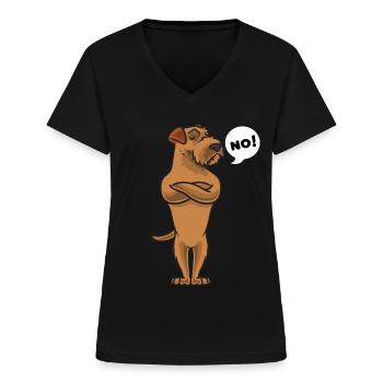 Sturer Irish Terrier - Frauen-T-Shirt mit V-Ausschnitt - Schwarz - Vorne - Lela (165cm)