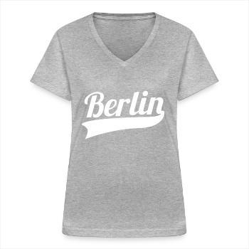 Berlin - T-shirt col V Femme - gris chiné - Devant - Lela (165cm)