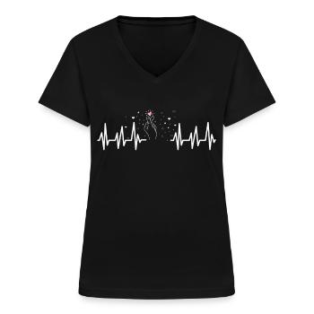 K-Pop - Frauen-T-Shirt mit V-Ausschnitt - Schwarz - Vorne - Lela (165cm)