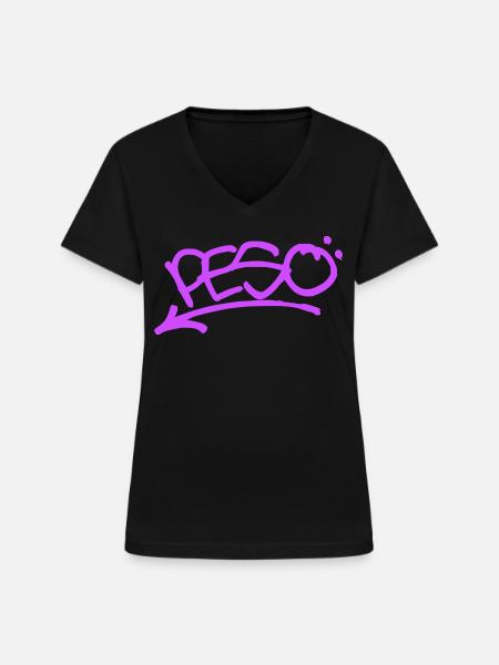 Graffiti Peso - Frauen-T-Shirt mit V-Ausschnitt - Schwarz