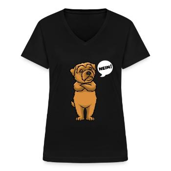 Sturer Norfolk Terrier - Frauen-T-Shirt mit V-Ausschnitt - Schwarz - Vorne - Lela (165cm)