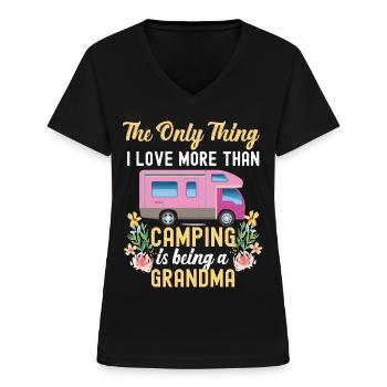 Camping Being A Grandma Motorhome - Frauen-T-Shirt mit V-Ausschnitt - Schwarz - Vorne - Lela (165cm)