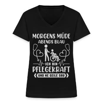 Altenpflegerin Altenpfleger Pfleger Pflegehelfer - Frauen-T-Shirt mit V-Ausschnitt - Schwarz - Vorne - Lela (165cm)