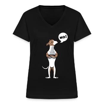 Sturer Whippet Hund Kleiner Englischer Windhund - Frauen-T-Shirt mit V-Ausschnitt - Schwarz - Vorne - Lela (165cm)
