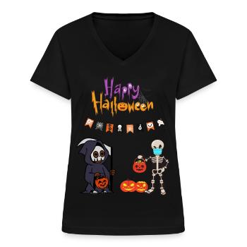 Costume d’Halloween super idée cadeau - T-shirt col V Femme - noir - Devant - Lela (165cm)