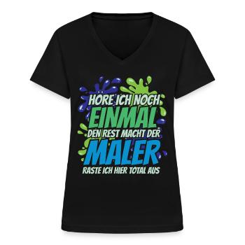 Maler Farbe Malerei Kunst Künstler Geschenk - Frauen-T-Shirt mit V-Ausschnitt - Schwarz - Vorne - Lela (165cm)