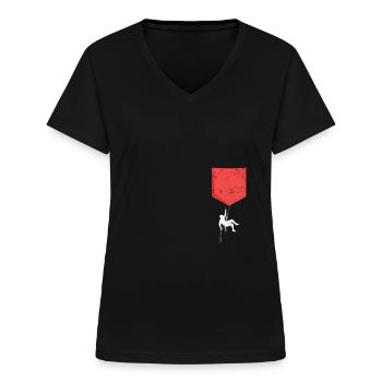 Berg Klettern Brusttasche Kletterer Bouldern - Frauen-T-Shirt mit V-Ausschnitt - Schwarz - Vorne - Lela (165cm)
