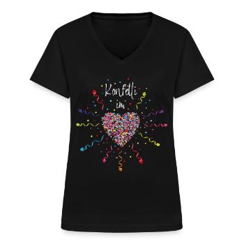 Konfetti im Herzen Karneval Kostüm - Frauen-T-Shirt mit V-Ausschnitt - Schwarz - Vorne - Lela (165cm)