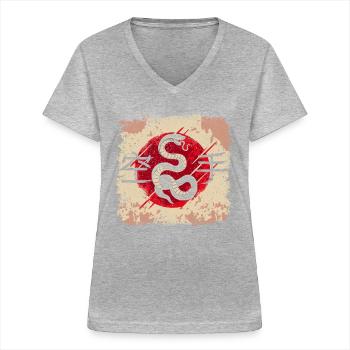 Karate Shotokan Martial Arts Japanese Script Dojo - Women's V-neck T-shirt - sports grey - Front - Lela (165cm)