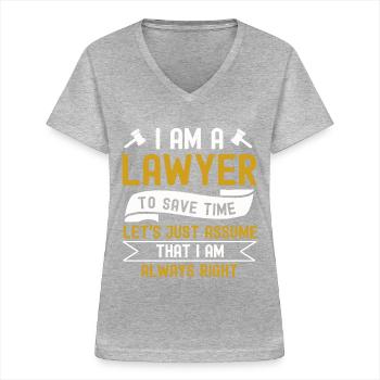 Lawyer - Women's V-neck T-shirt - sports grey - Front - Lela (165cm)