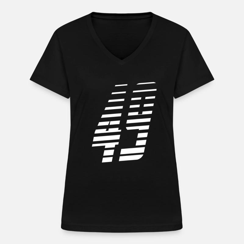 fyrtionio - T-shirt med V-hals til damer - sort