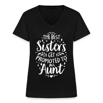 Tante - Frauen-T-Shirt mit V-Ausschnitt - Schwarz - Vorne - Lela (165cm)