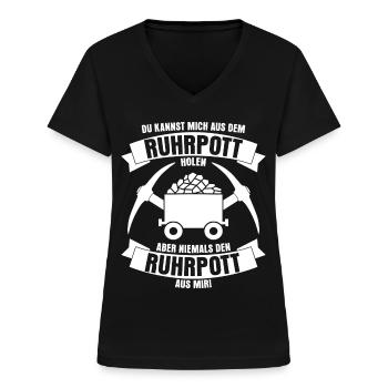 Ruhrgebiet Spruch Ruhrpott - Frauen-T-Shirt mit V-Ausschnitt - Schwarz - Vorne - Lela (165cm)