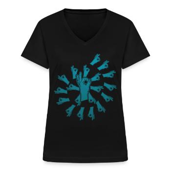 Looked in Spiral Looked in - Women's V-neck T-shirt - black - Front - Lela (165cm)