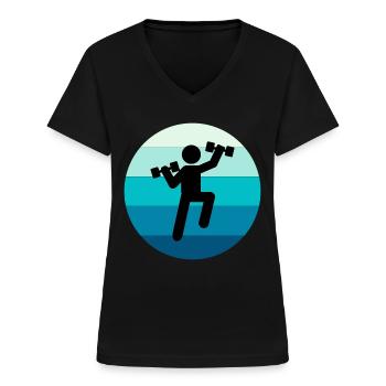 Wasser Aqua Aerobic Aquatic Fitness Schwimmbad - Frauen-T-Shirt mit V-Ausschnitt - Schwarz - Vorne - Lela (165cm)