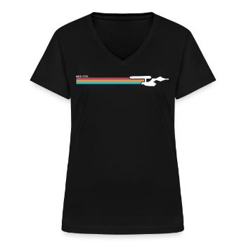 Star Trek The Original Series NCC-1701 Regenbogen - Frauen-T-Shirt mit V-Ausschnitt - Schwarz - Vorne - Lela (165cm)
