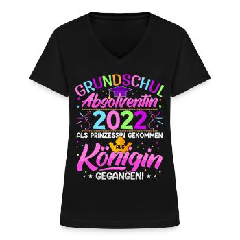 Grundschul Absolventin Abschluss Grundschule - Frauen-T-Shirt mit V-Ausschnitt - Schwarz - Vorne - Lela (165cm)