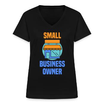 Propriétaire d’un PDG fondateur d’une petite entreprise - T-shirt col V Femme - noir - Devant - Lela (165cm)