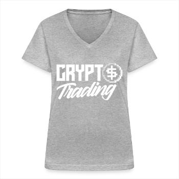 Krypto Handel Trader Crypto Traden Trading - Women's V-neck T-shirt - sports grey - Front - Lela (165cm)
