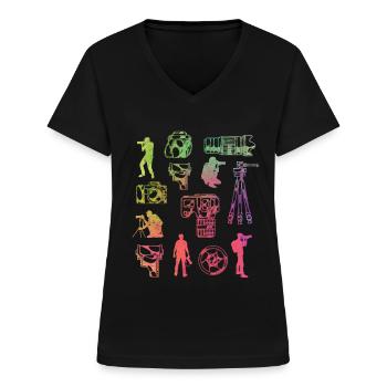 Fotografie-Liebhaber-Ausrüstung - Frauen-T-Shirt mit V-Ausschnitt - Schwarz - Vorne - Lela (165cm)