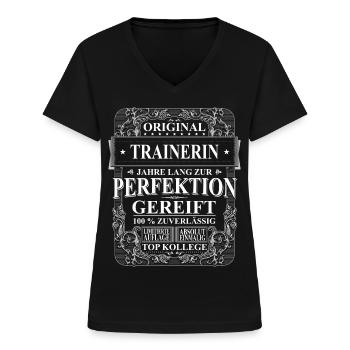 Original Trainerin Kollegen Geschenk Vintage - Frauen-T-Shirt mit V-Ausschnitt - Schwarz - Vorne - Lela (165cm)