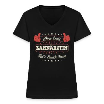Diese Coole Zahnärztin Geschenk Kollegen Spruch - Frauen-T-Shirt mit V-Ausschnitt - Schwarz - Vorne - Lela (165cm)