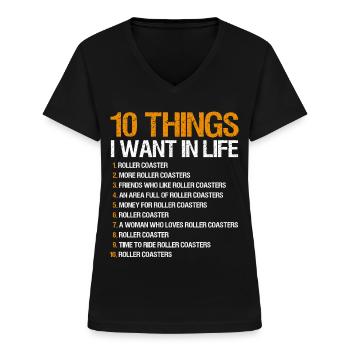 Achterbahn Geschenk - Frauen-T-Shirt mit V-Ausschnitt - Schwarz - Vorne - Lela (165cm)